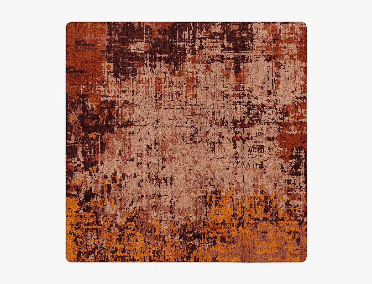 Shades Of Rust Surface Art Square Hand Tufted Bamboo Silk Custom Rug by Rug Artisan