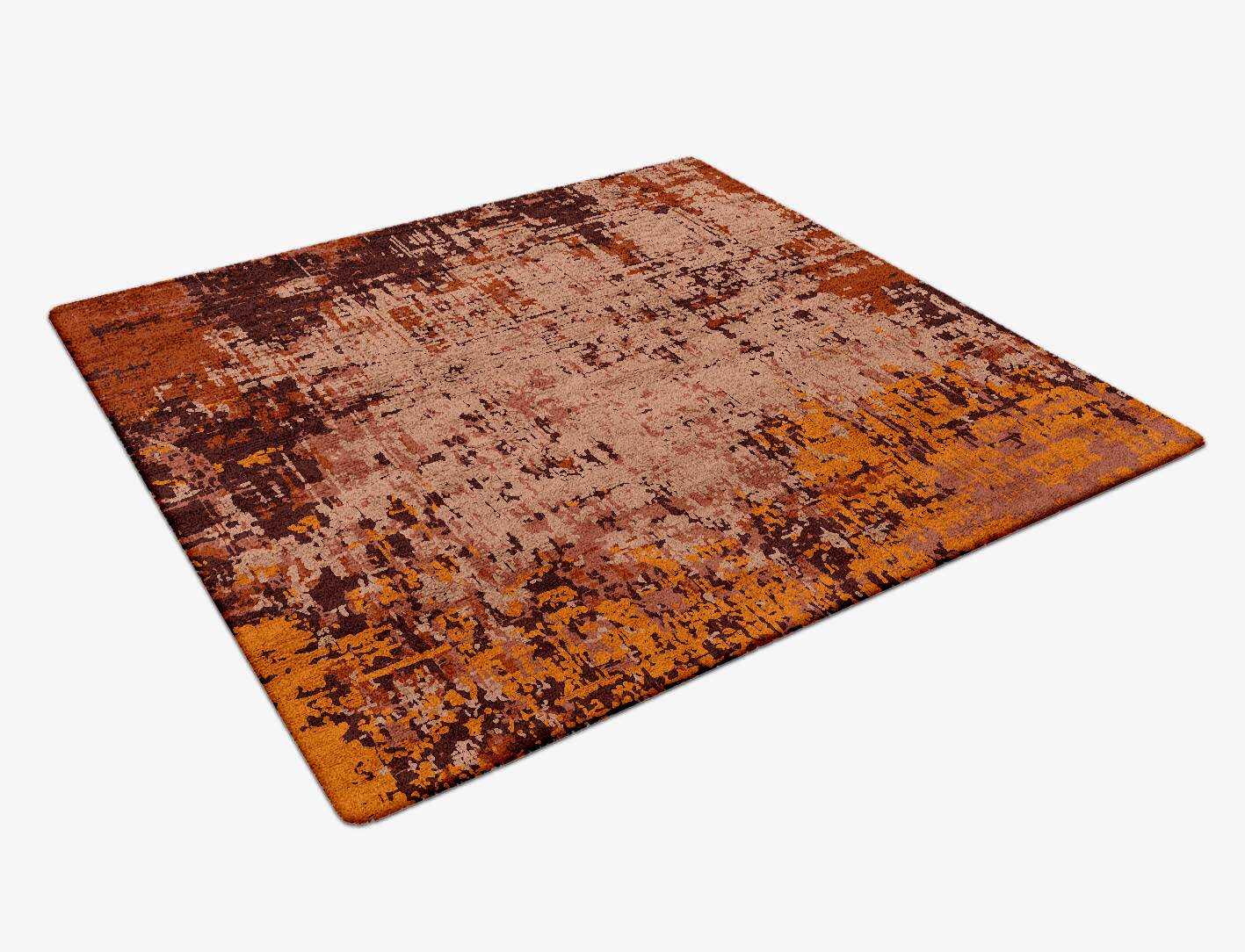 Shades Of Rust Surface Art Square Hand Tufted Bamboo Silk Custom Rug by Rug Artisan