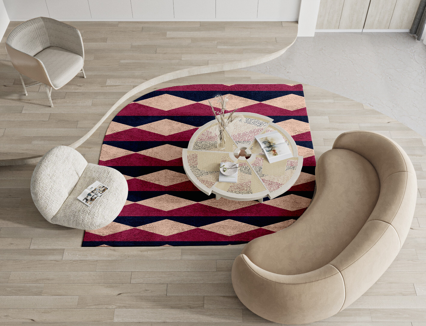 Shallot Geometric Ogee Hand Knotted Bamboo Silk Custom Rug by Rug Artisan
