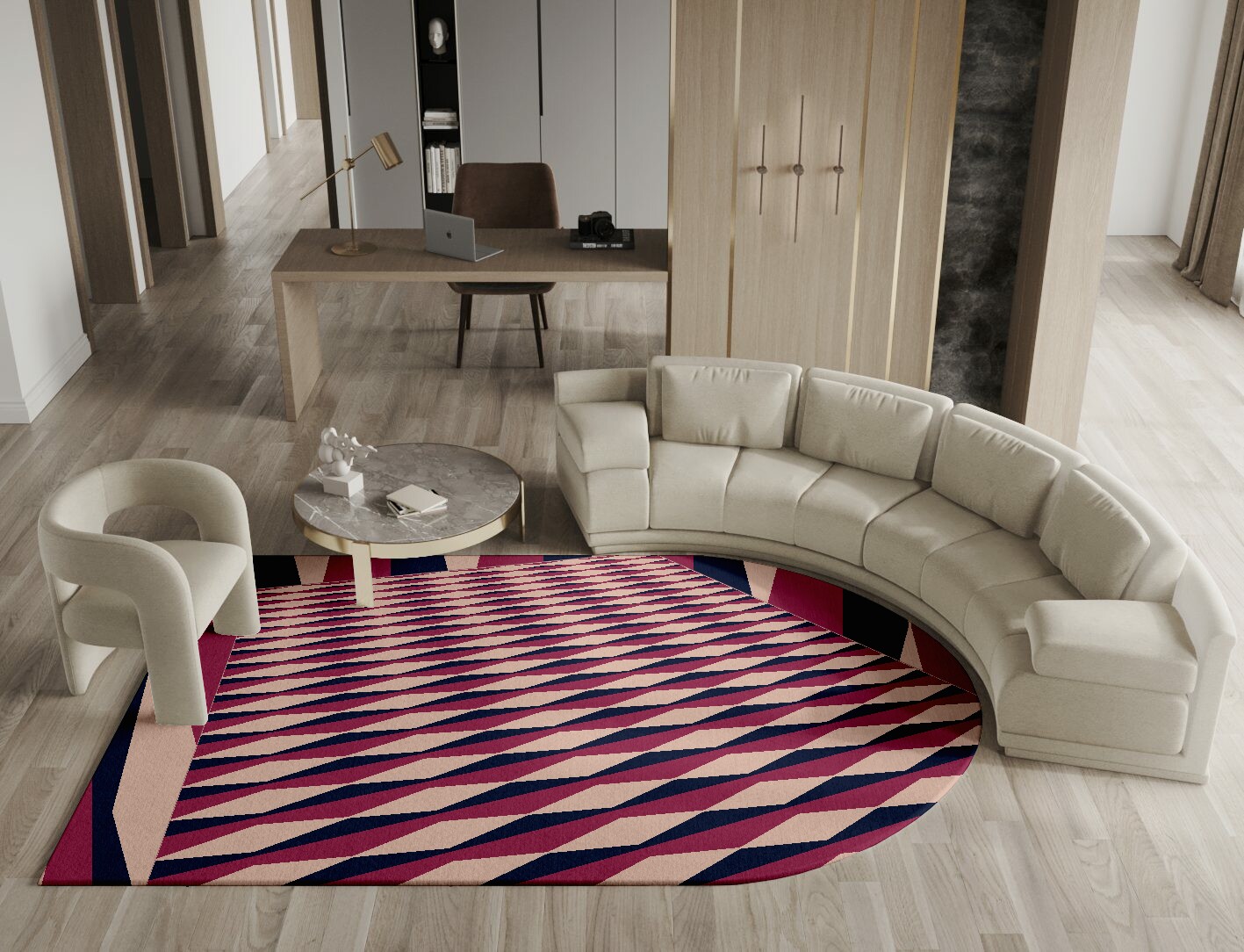 Shallot Geometric Arch Hand Tufted Pure Wool Custom Rug by Rug Artisan
