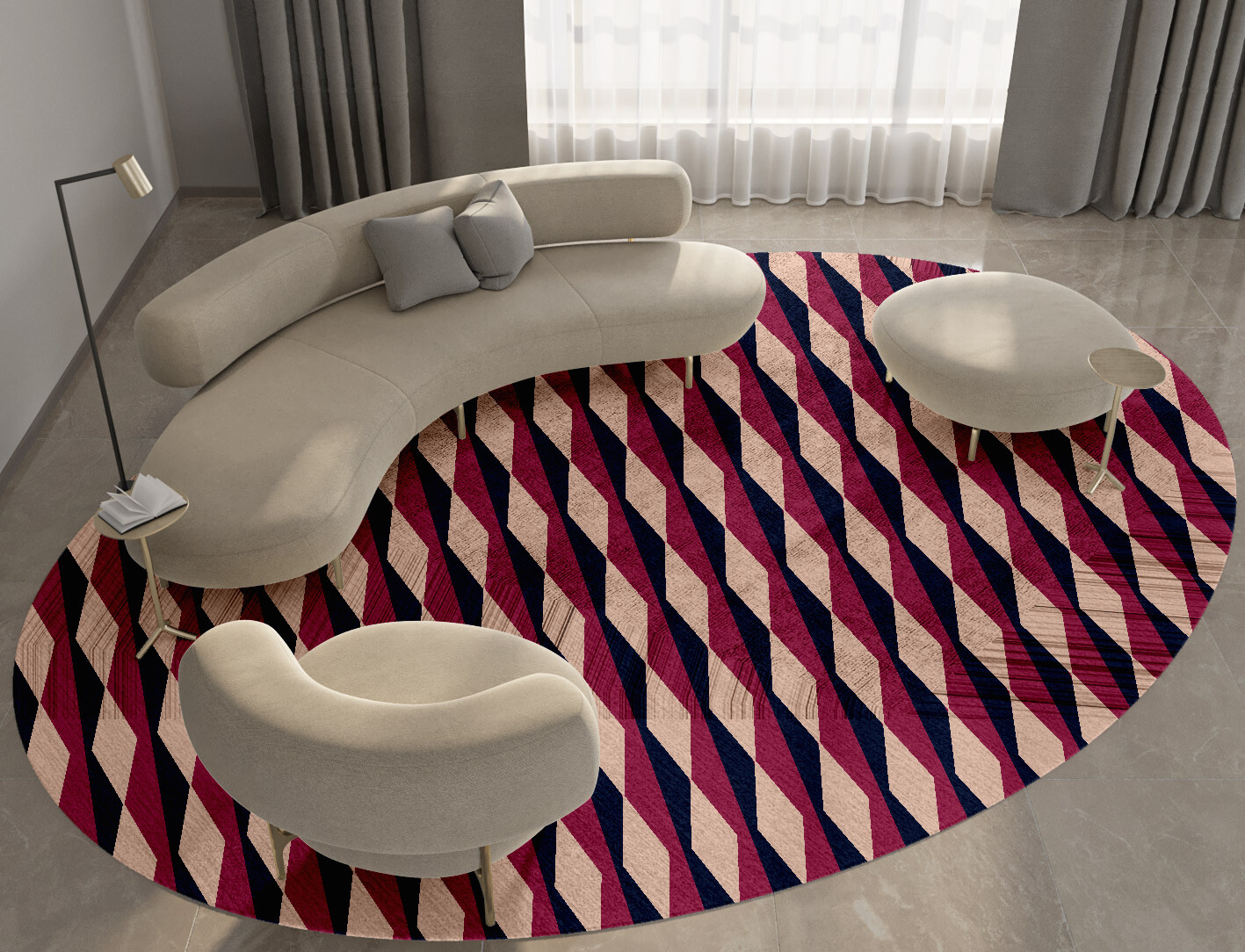 Shallot Geometric Oval Hand Tufted Bamboo Silk Custom Rug by Rug Artisan