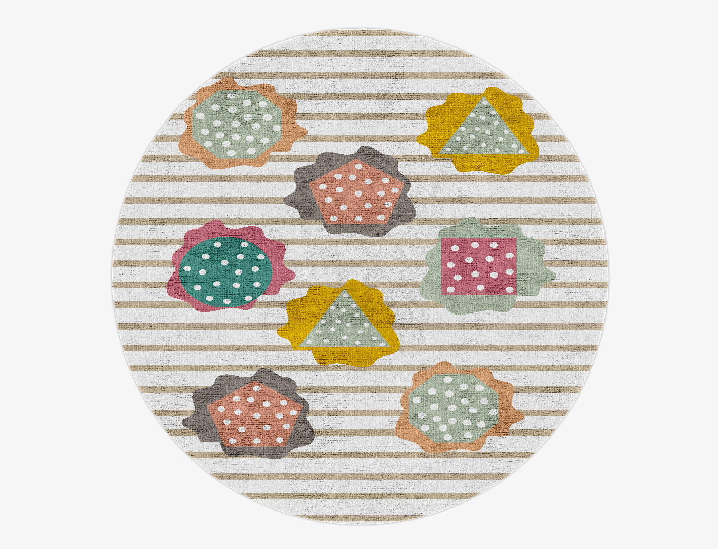 Shape Clouds Kids Round Hand Knotted Bamboo Silk Custom Rug by Rug Artisan