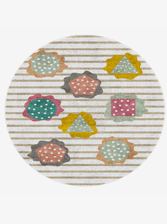Shape Clouds Kids Round Hand Knotted Bamboo Silk Custom Rug by Rug Artisan