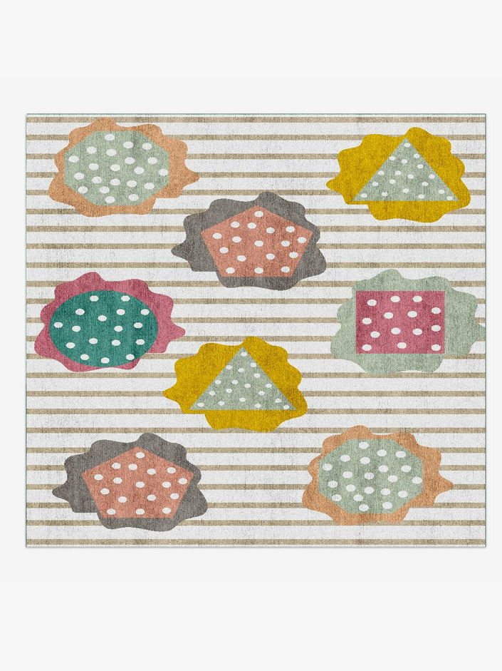 Shape Clouds Kids Square Hand Knotted Bamboo Silk Custom Rug by Rug Artisan
