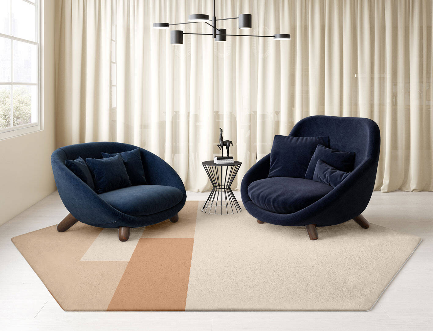 Shashin  Hexagon Hand Tufted Pure Wool Custom Rug by Rug Artisan