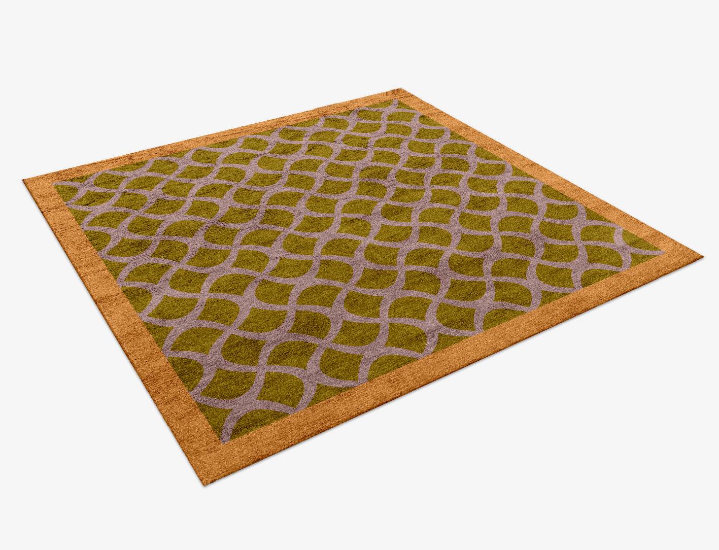 Shell Geometric Square Hand Knotted Bamboo Silk Custom Rug by Rug Artisan