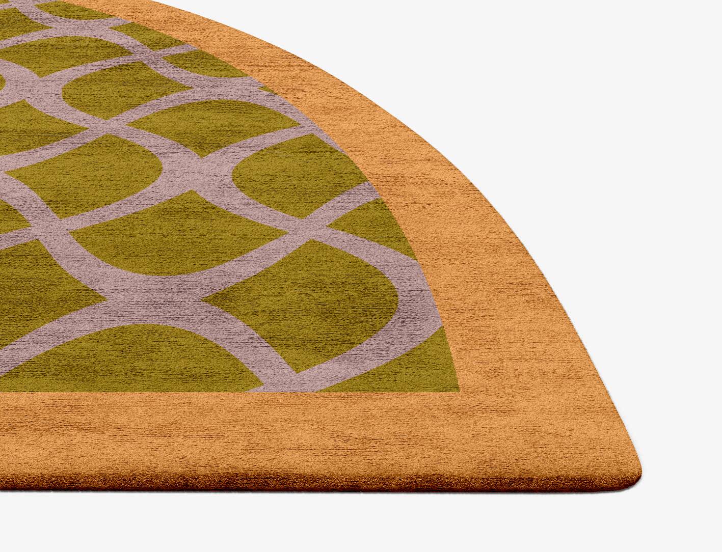 Shell Geometric Halfmoon Hand Tufted Bamboo Silk Custom Rug by Rug Artisan