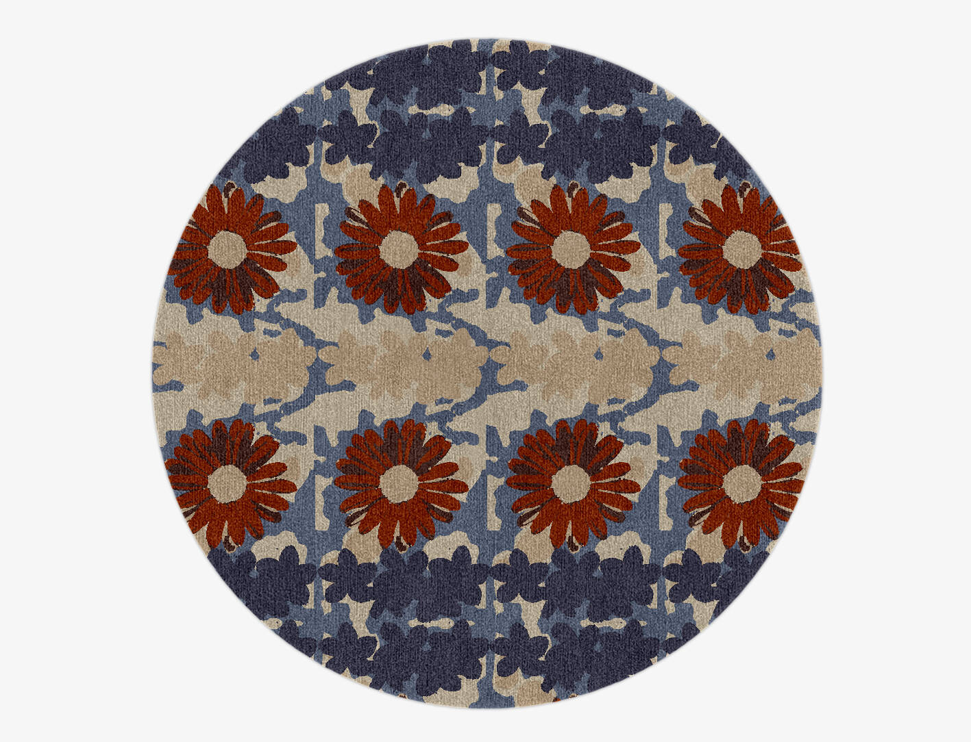 Shrubbery Floral Round Hand Knotted Tibetan Wool Custom Rug by Rug Artisan