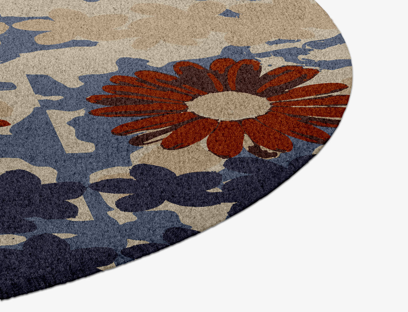Shrubbery Floral Round Hand Knotted Tibetan Wool Custom Rug by Rug Artisan