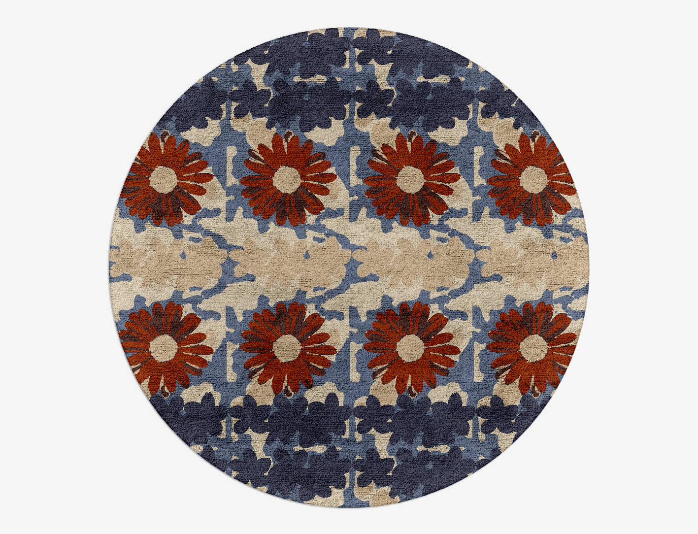 Shrubbery Floral Round Hand Tufted Bamboo Silk Custom Rug by Rug Artisan