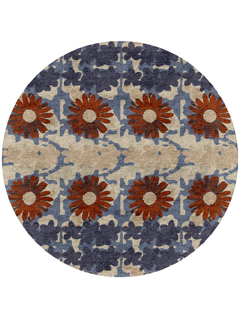 Shrubbery Floral Round Hand Tufted Bamboo Silk Custom Rug by Rug Artisan