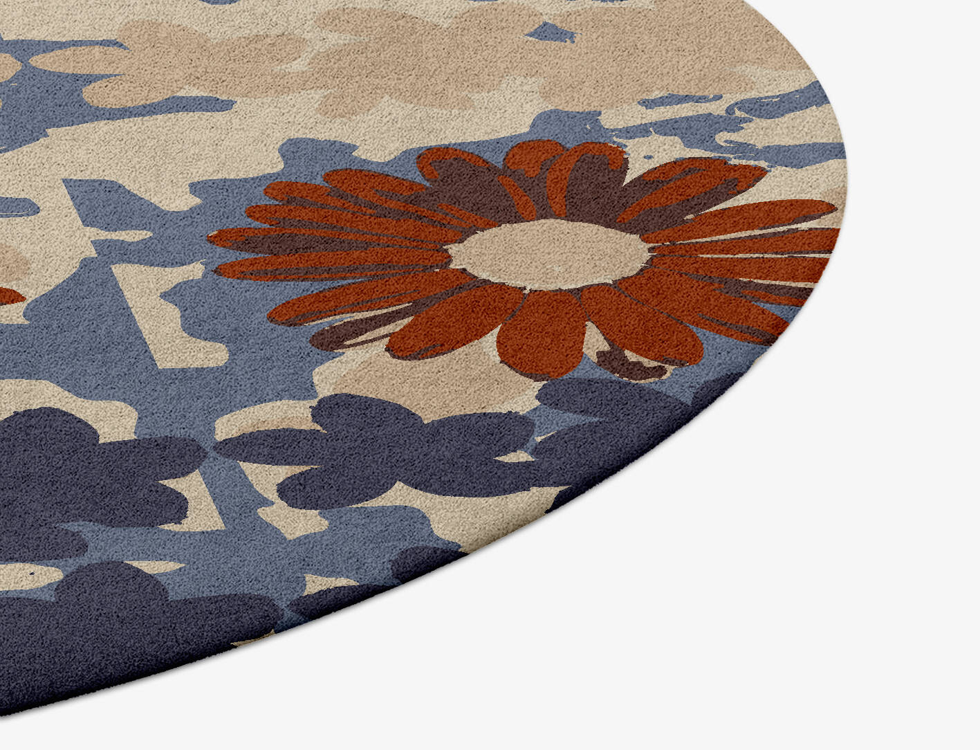 Shrubbery Floral Round Hand Tufted Pure Wool Custom Rug by Rug Artisan