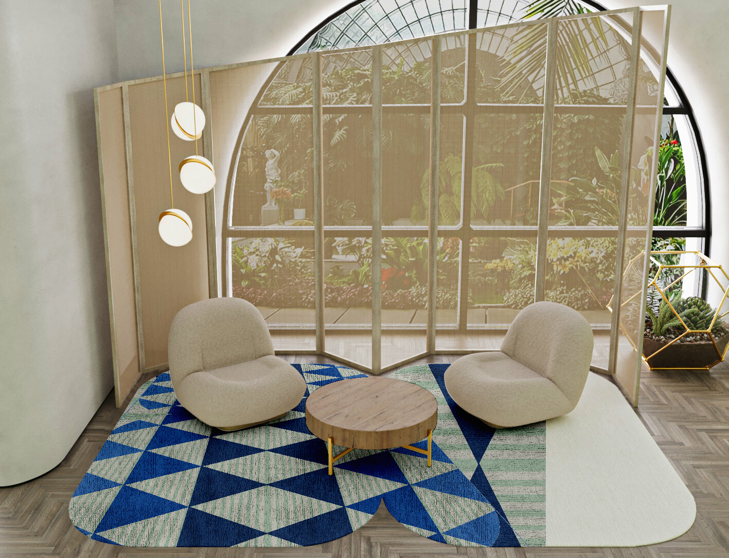 Sierra Geometric Eight Hand Knotted Bamboo Silk Custom Rug by Rug Artisan