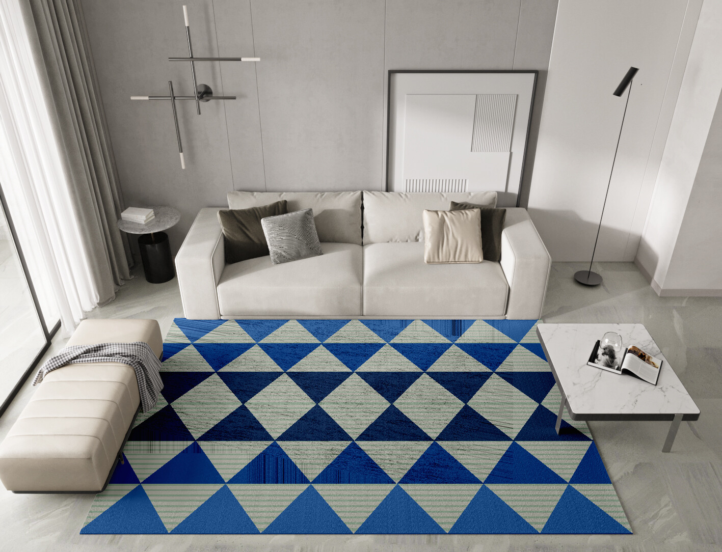 Sierra Geometric Rectangle Hand Knotted Bamboo Silk Custom Rug by Rug Artisan
