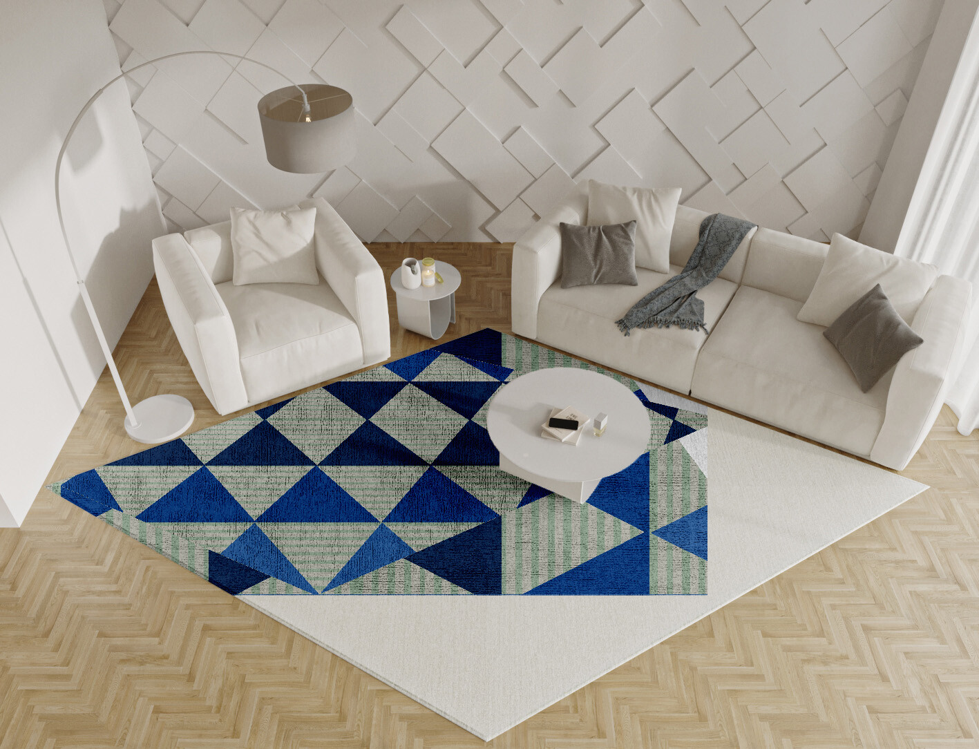 Sierra Geometric Diamond Hand Tufted Bamboo Silk Custom Rug by Rug Artisan