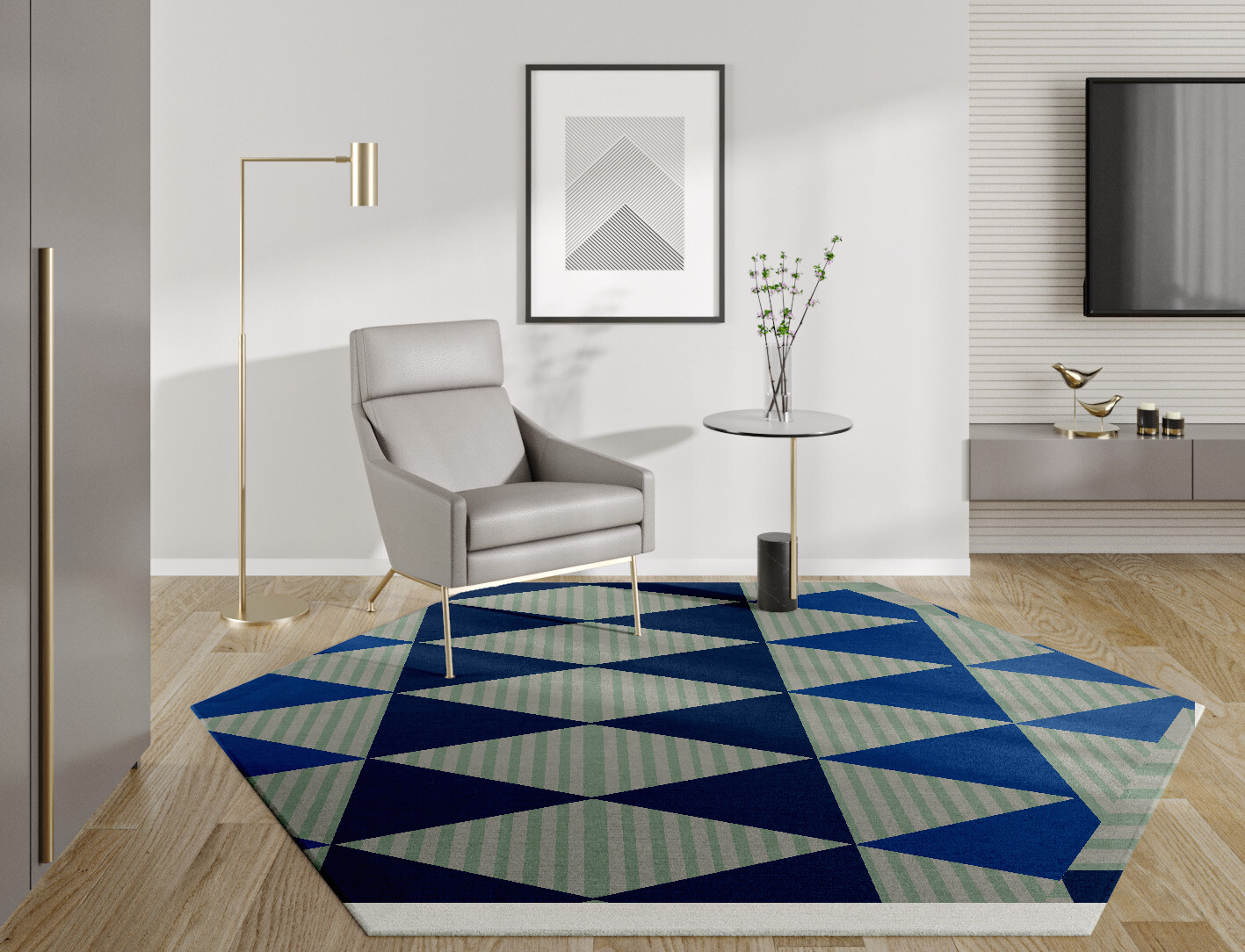 Sierra Geometric Hexagon Hand Tufted Pure Wool Custom Rug by Rug Artisan
