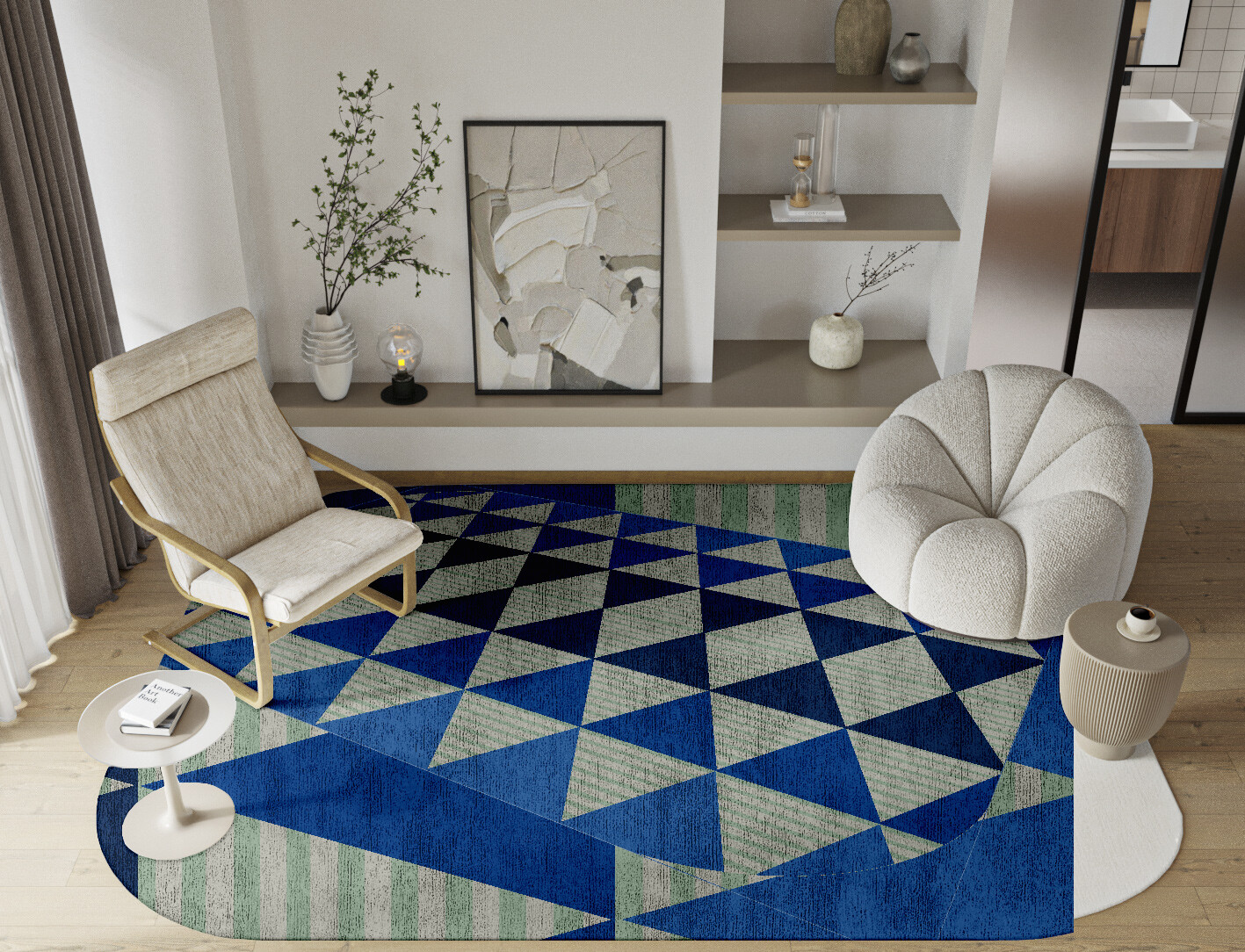 Sierra Geometric Oblong Hand Tufted Bamboo Silk Custom Rug by Rug Artisan