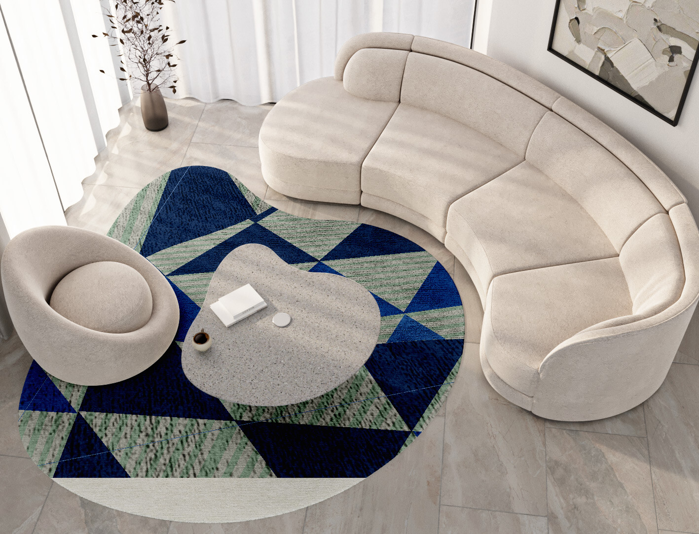 Sierra Geometric Splash Hand Tufted Bamboo Silk Custom Rug by Rug Artisan