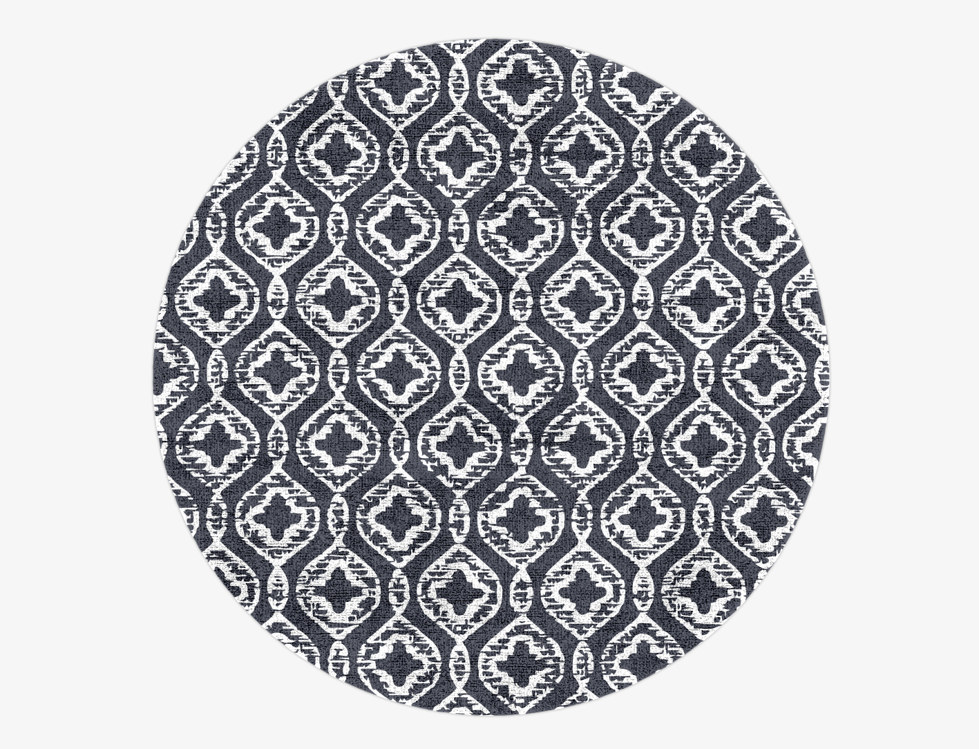 Silver Scale Monochrome Round Hand Knotted Bamboo Silk Custom Rug by Rug Artisan
