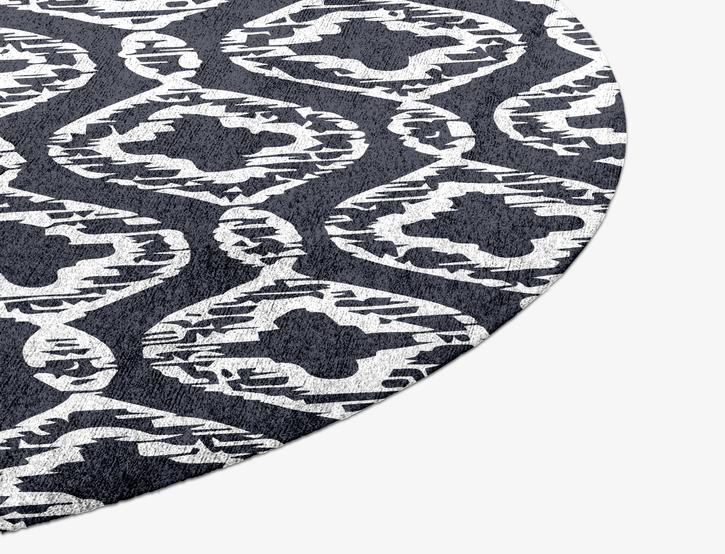 Silver Scale Monochrome Round Hand Knotted Bamboo Silk Custom Rug by Rug Artisan