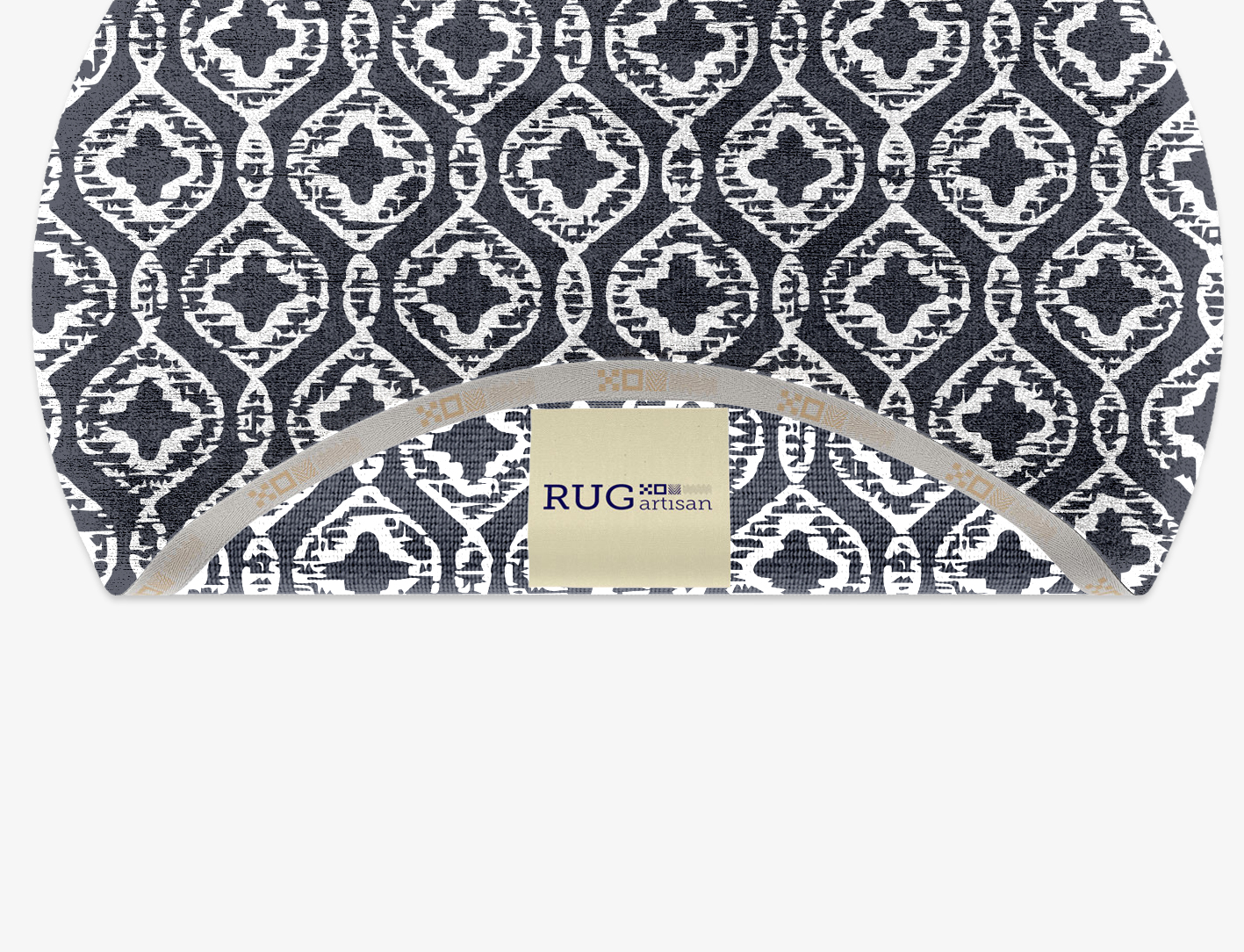 Silver Scale Monochrome Round Hand Knotted Bamboo Silk Custom Rug by Rug Artisan