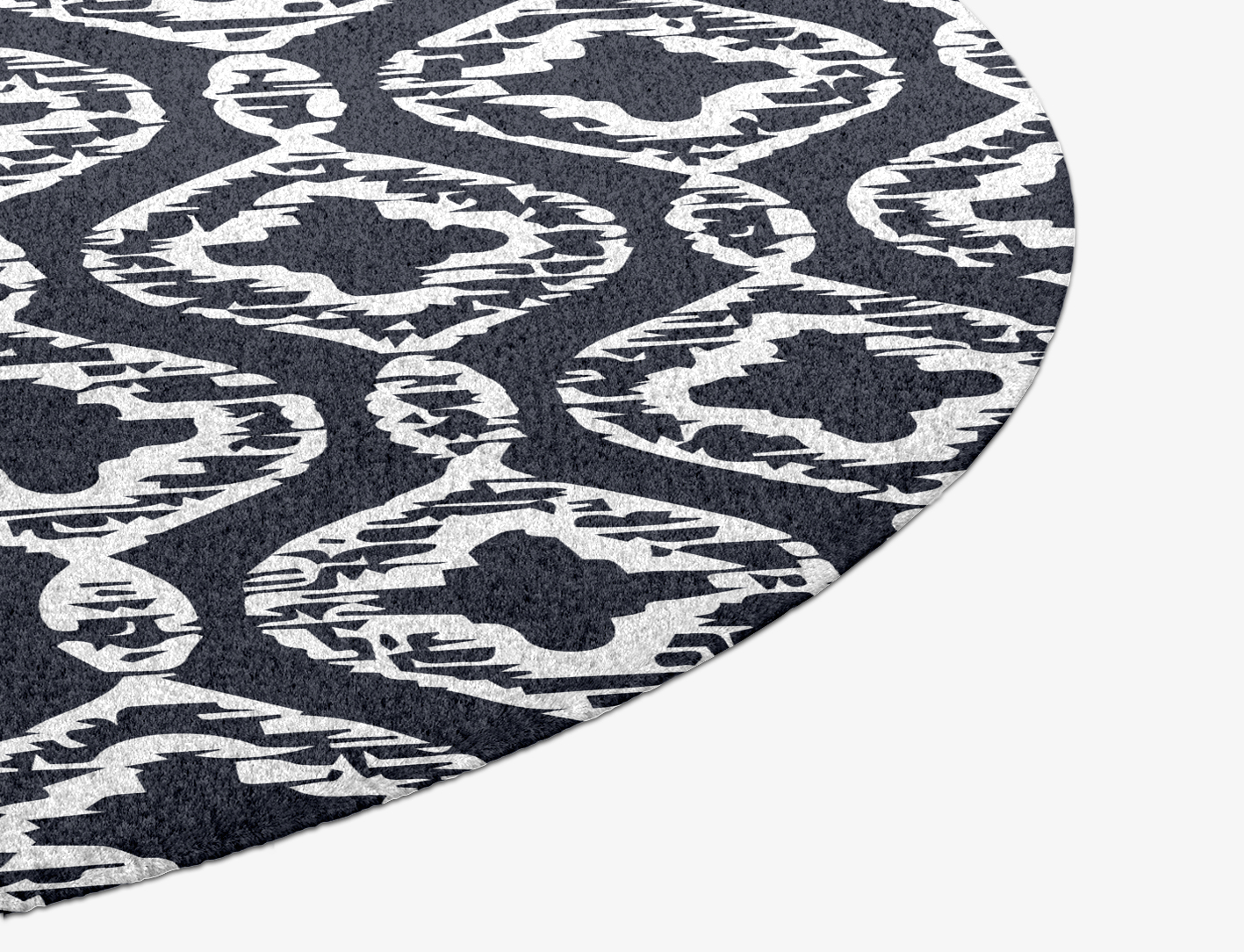 Silver Scale Monochrome Round Hand Knotted Tibetan Wool Custom Rug by Rug Artisan