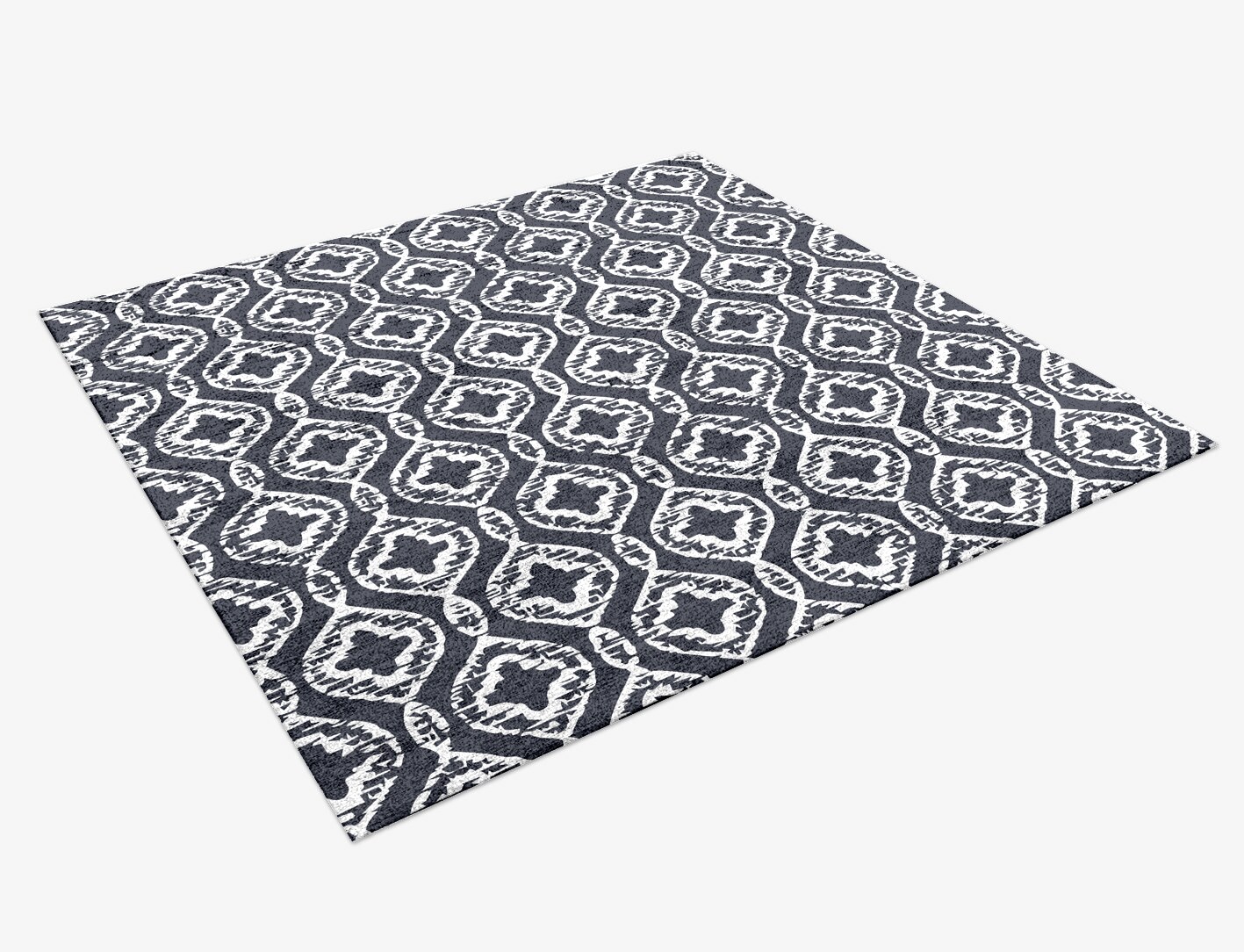 Silver Scale Monochrome Square Hand Knotted Bamboo Silk Custom Rug by Rug Artisan
