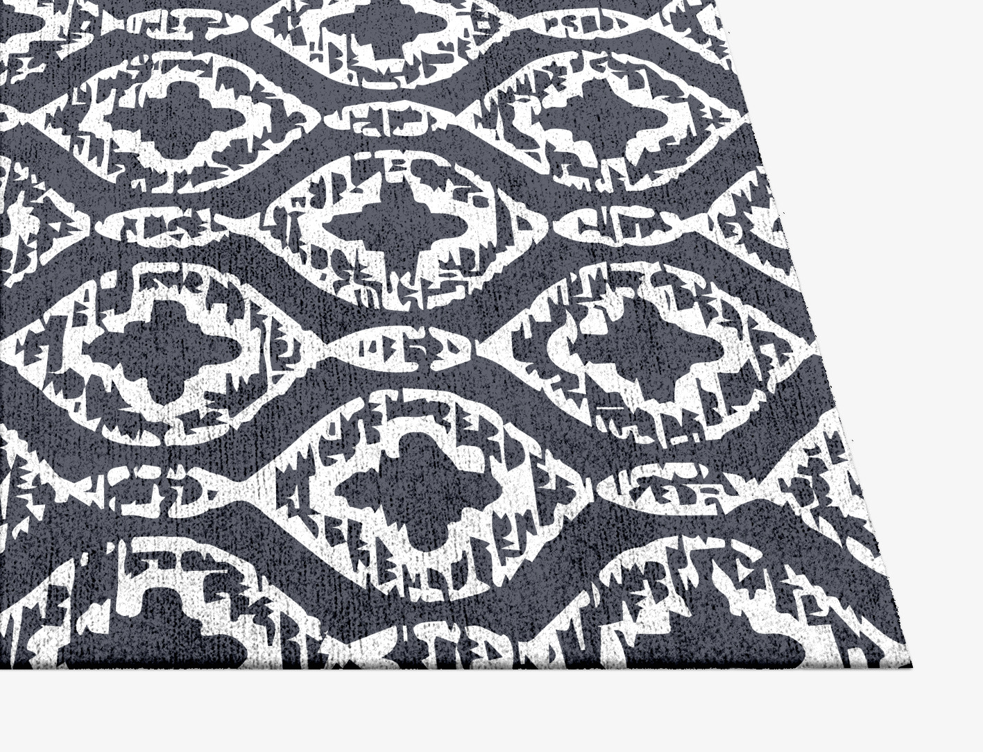 Silver Scale Monochrome Square Hand Knotted Bamboo Silk Custom Rug by Rug Artisan