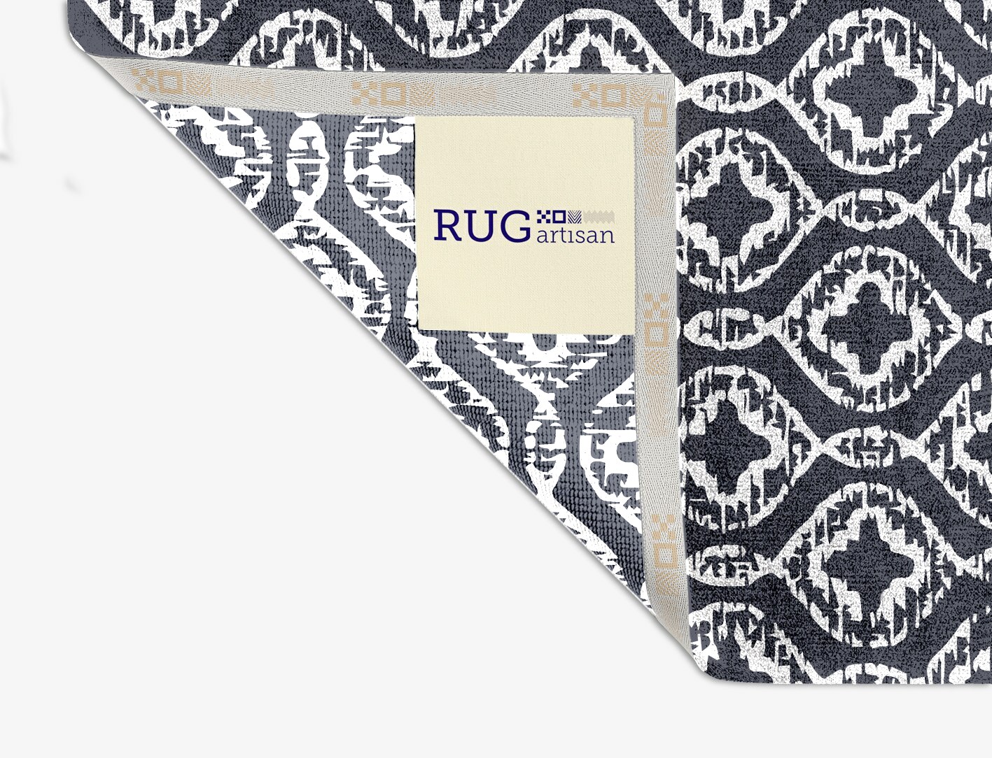 Silver Scale Monochrome Square Hand Knotted Bamboo Silk Custom Rug by Rug Artisan