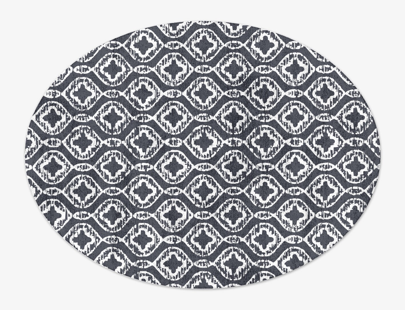 Silver Scale Monochrome Oval Hand Tufted Bamboo Silk Custom Rug by Rug Artisan