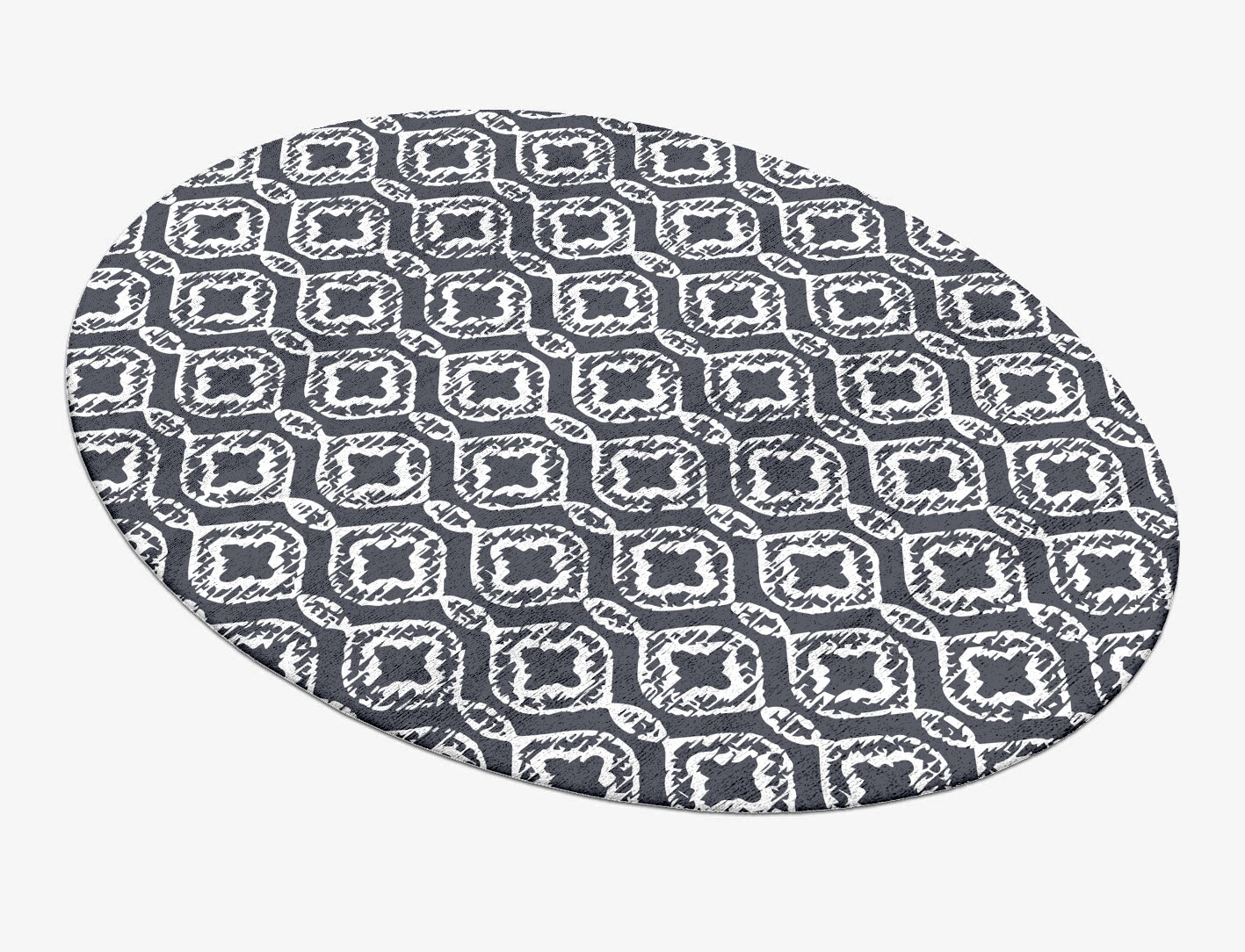 Silver Scale Monochrome Oval Hand Tufted Bamboo Silk Custom Rug by Rug Artisan
