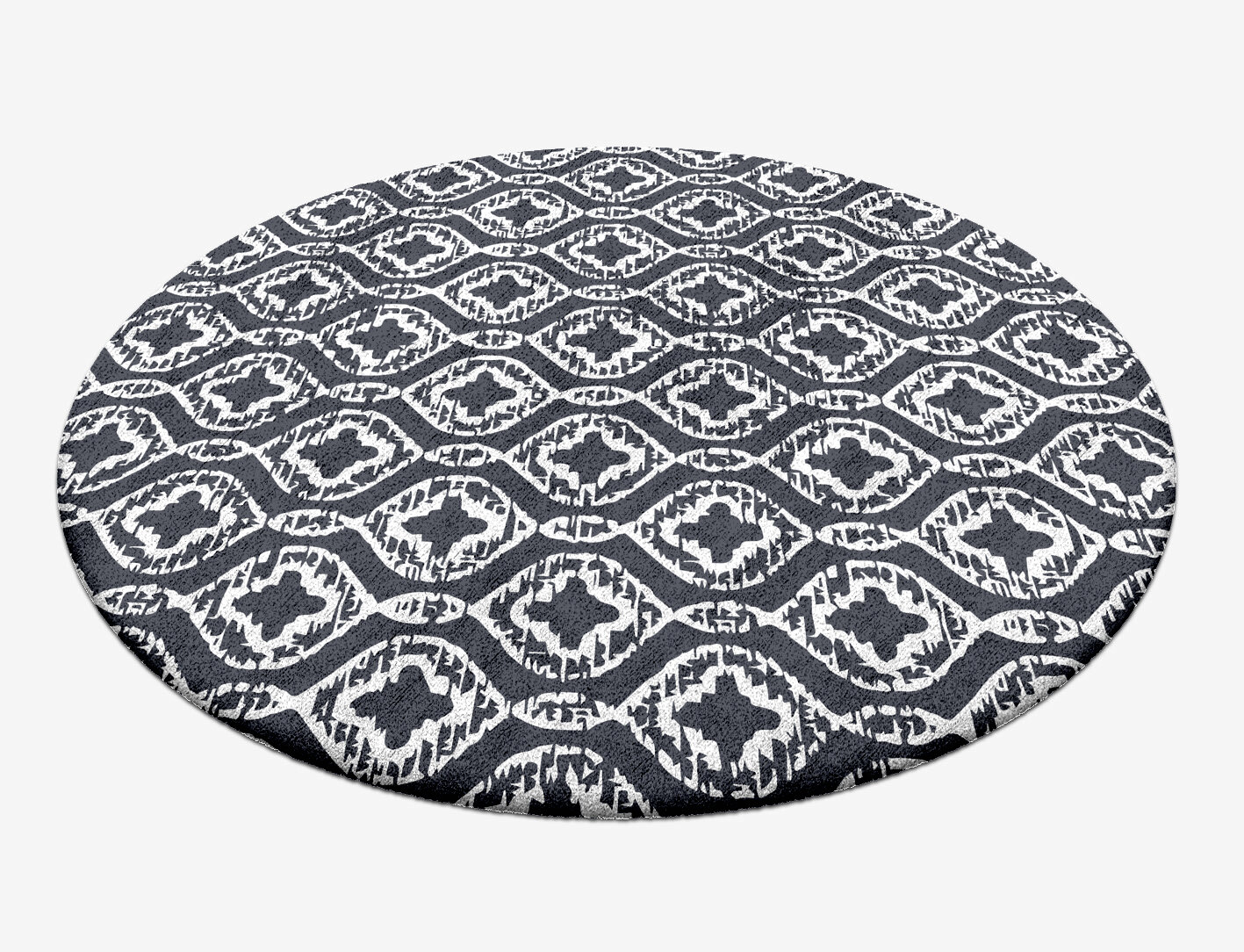 Silver Scale Monochrome Round Hand Tufted Bamboo Silk Custom Rug by Rug Artisan
