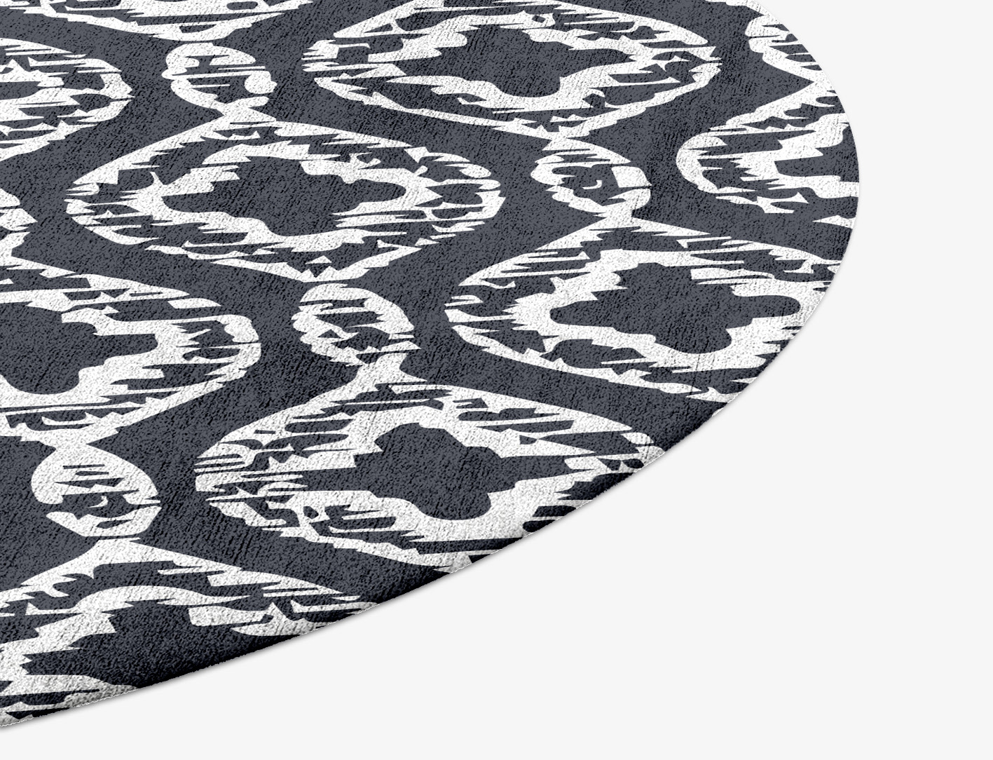 Silver Scale Monochrome Round Hand Tufted Bamboo Silk Custom Rug by Rug Artisan
