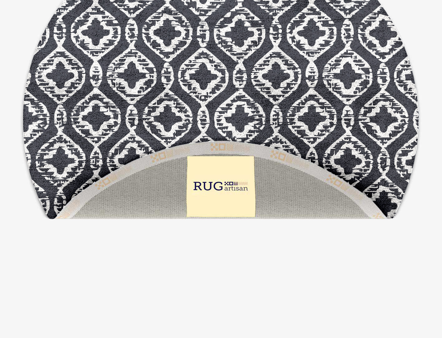 Silver Scale Monochrome Round Hand Tufted Bamboo Silk Custom Rug by Rug Artisan