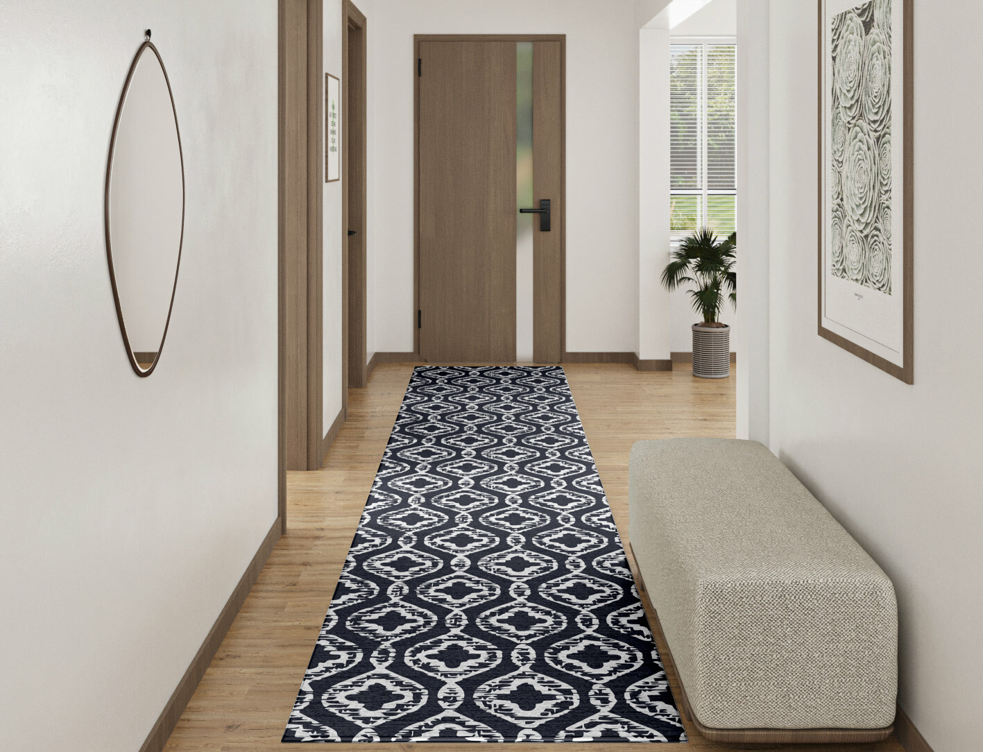 Silver Scale Monochrome Runner Hand Tufted Pure Wool Custom Rug by Rug Artisan