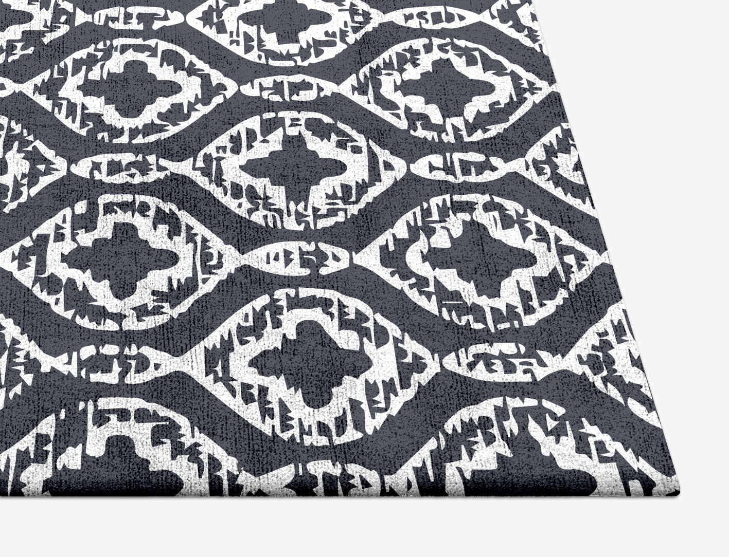Silver Scale Monochrome Square Hand Tufted Bamboo Silk Custom Rug by Rug Artisan
