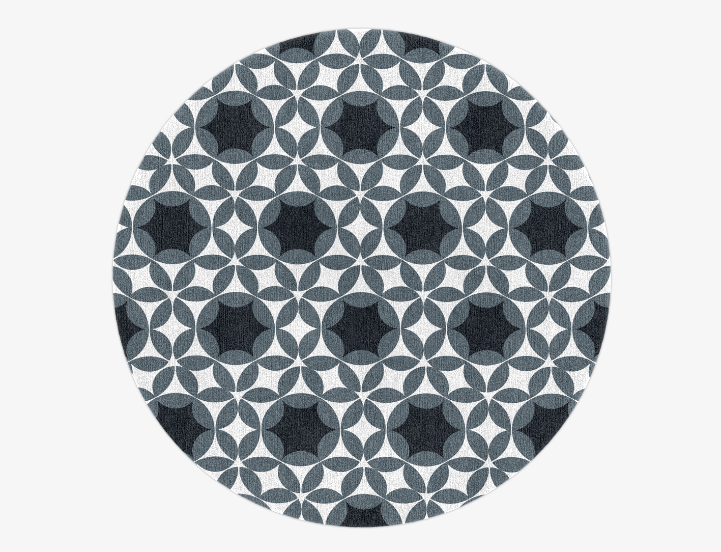 Silver Star Monochrome Round Hand Knotted Tibetan Wool Custom Rug by Rug Artisan