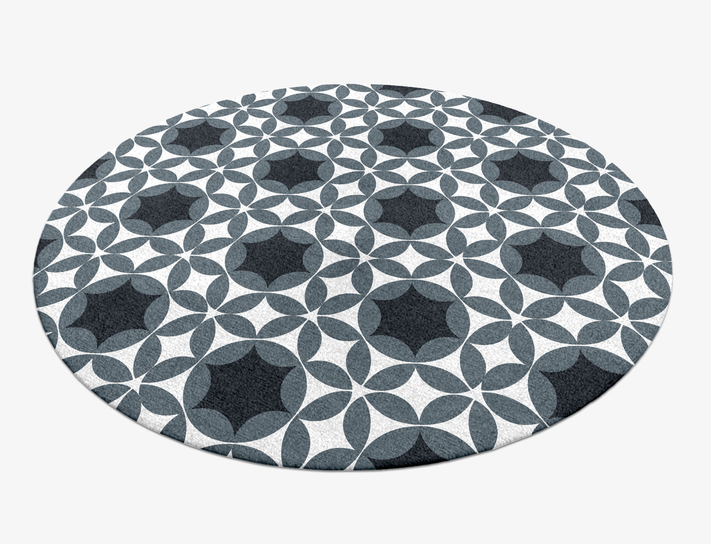 Silver Star Monochrome Round Hand Knotted Tibetan Wool Custom Rug by Rug Artisan