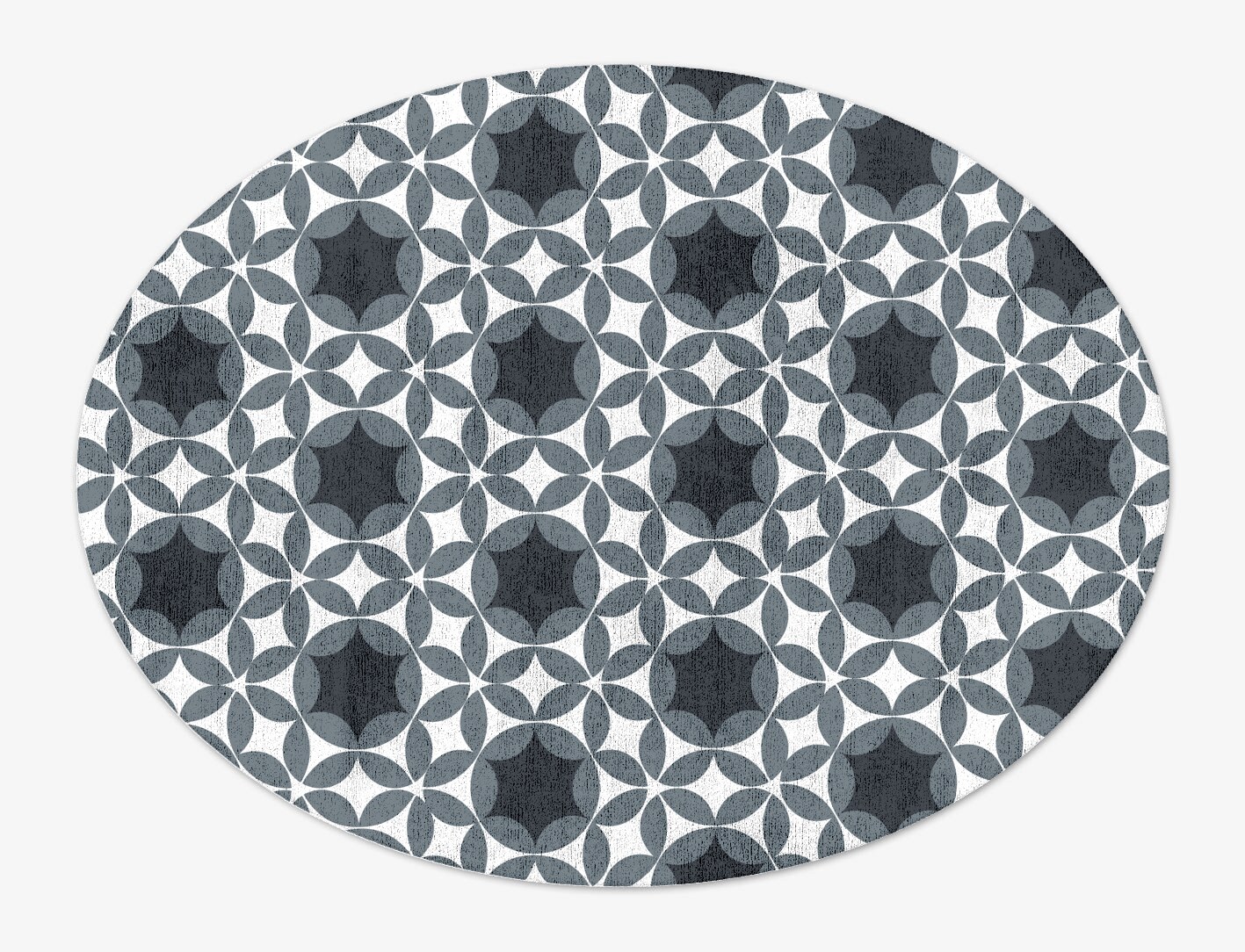 Silver Star Monochrome Oval Hand Tufted Bamboo Silk Custom Rug by Rug Artisan