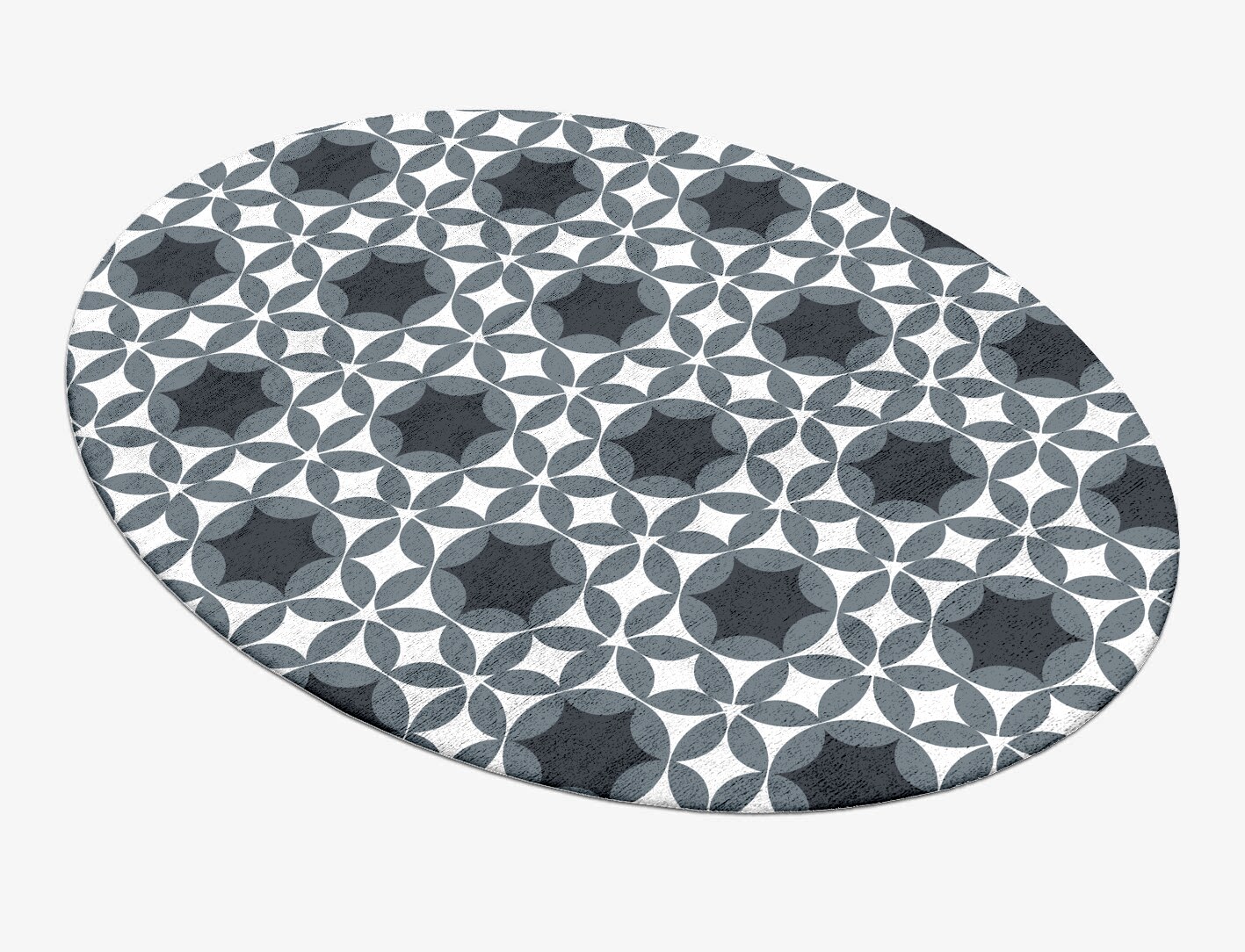 Silver Star Monochrome Oval Hand Tufted Bamboo Silk Custom Rug by Rug Artisan