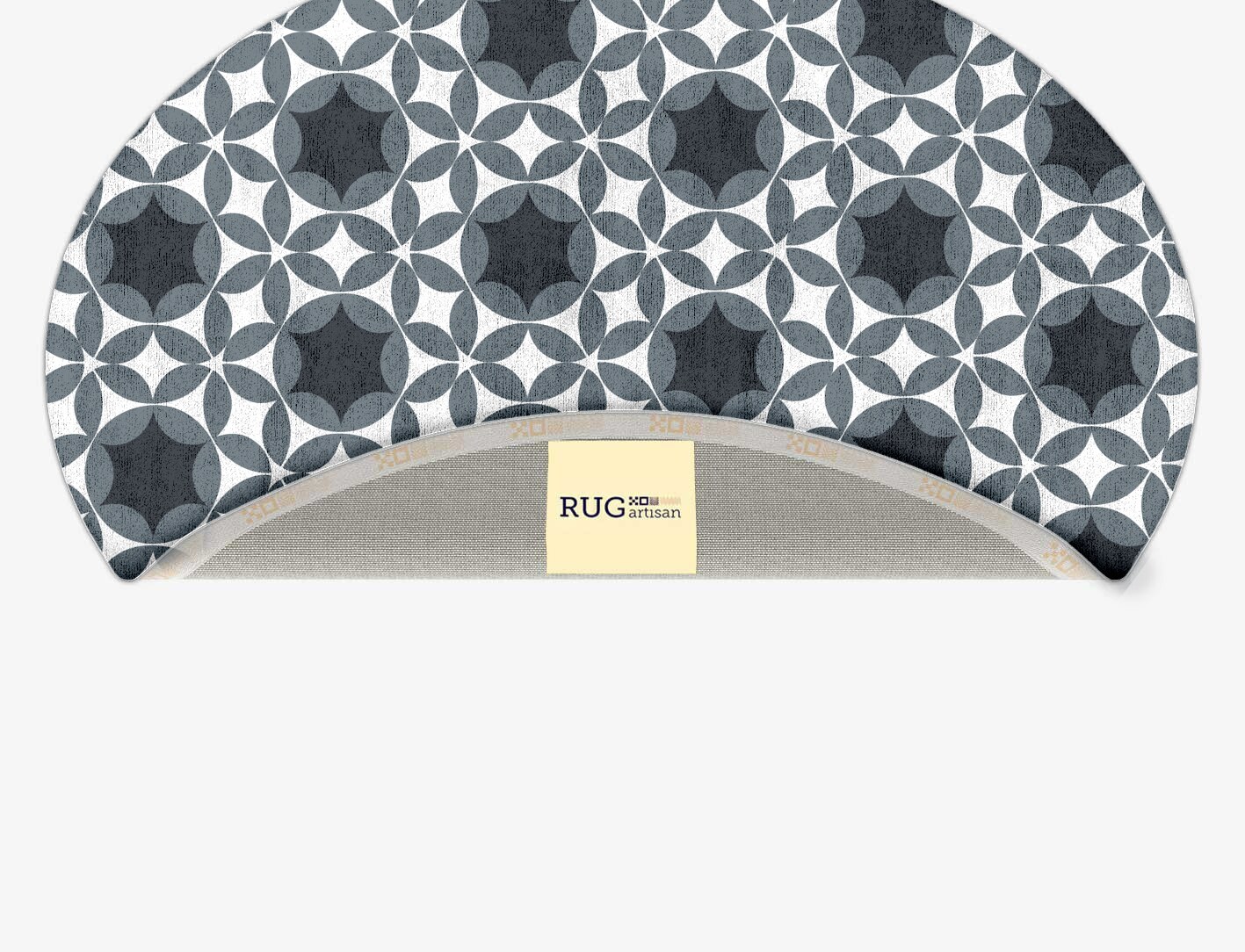 Silver Star Monochrome Oval Hand Tufted Bamboo Silk Custom Rug by Rug Artisan