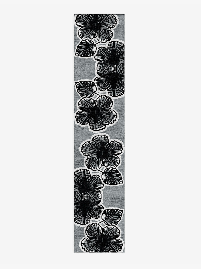 Silvery Twilight Monochrome Runner Hand Knotted Bamboo Silk Custom Rug by Rug Artisan