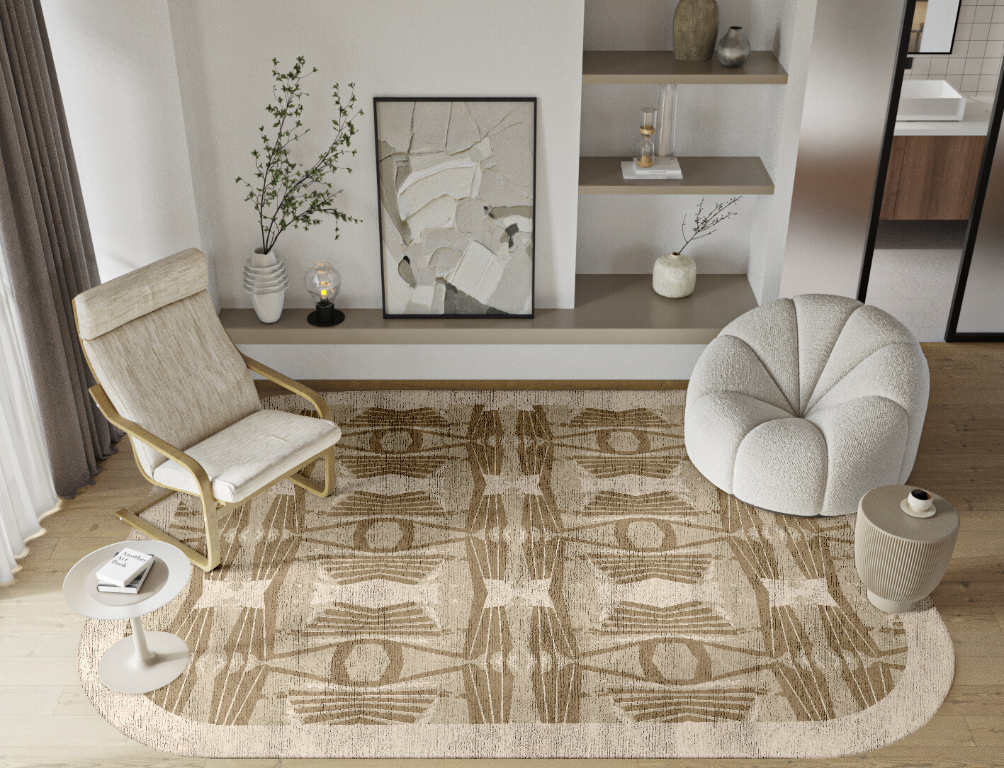 Simplicity Origami Oblong Hand Tufted Bamboo Silk Custom Rug by Rug Artisan