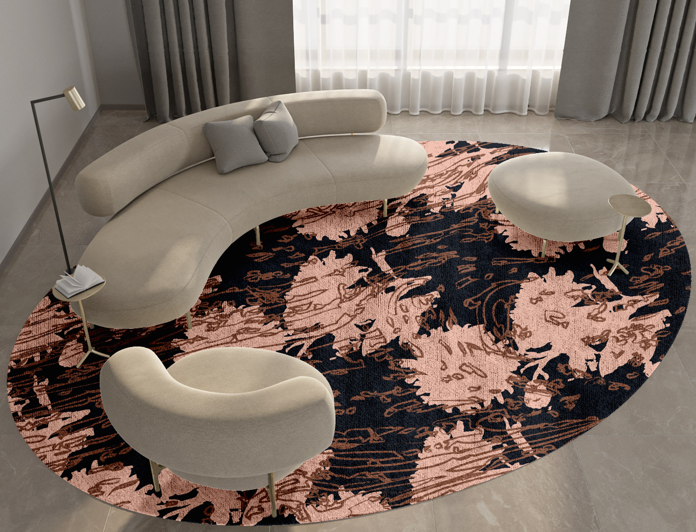Sinopia Floral Oval Hand Knotted Bamboo Silk Custom Rug by Rug Artisan
