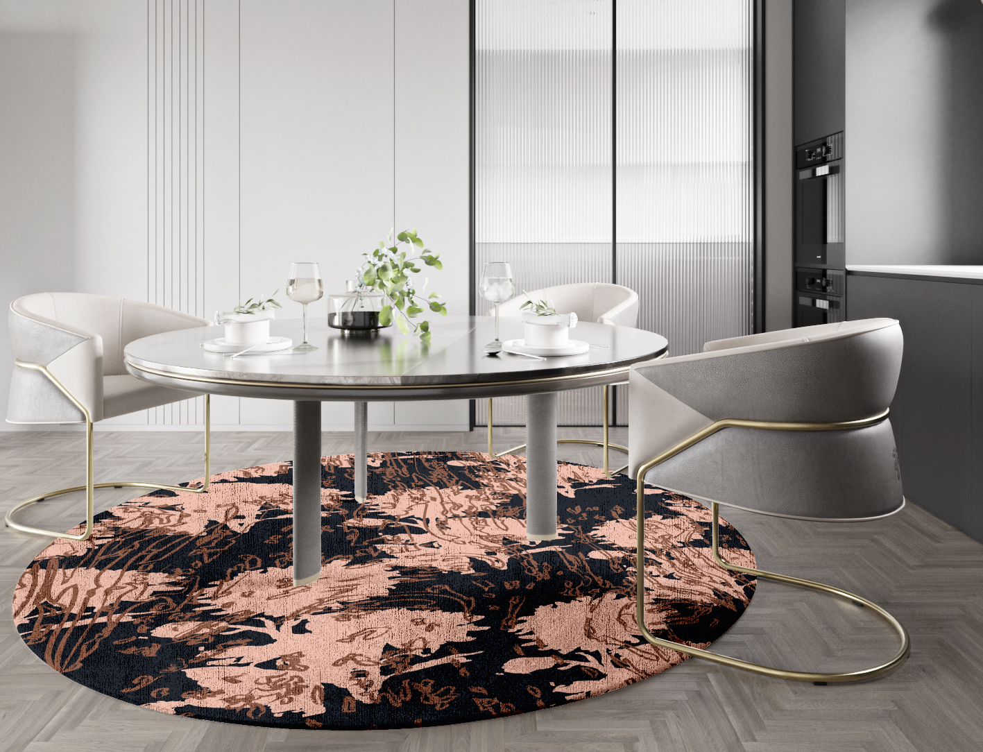 Sinopia Floral Round Hand Knotted Bamboo Silk Custom Rug by Rug Artisan