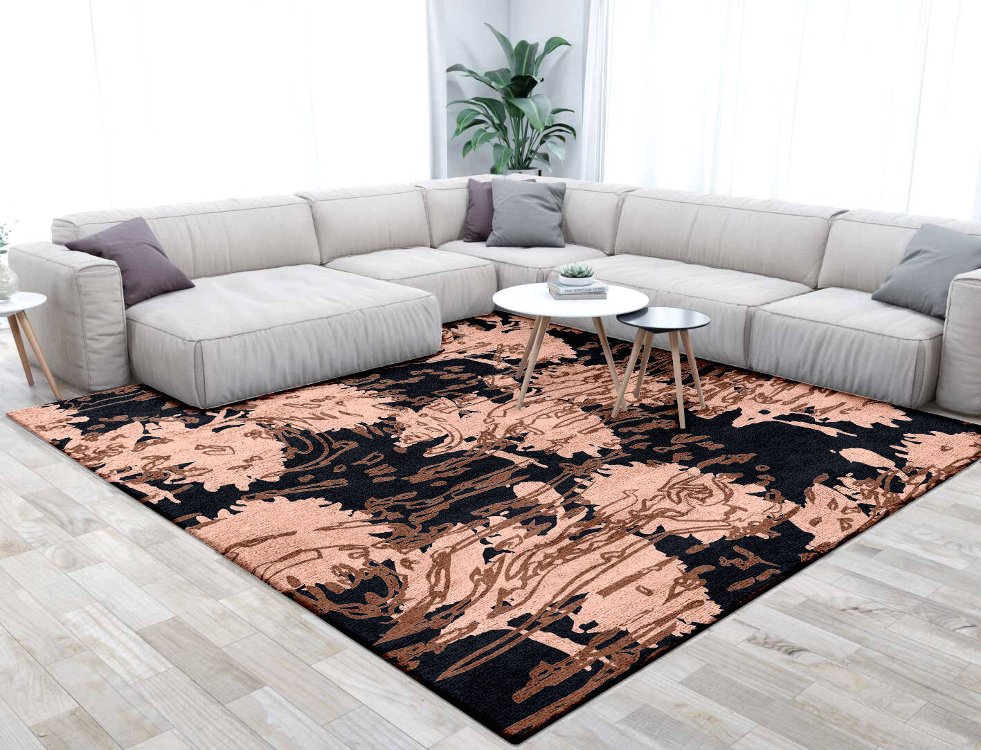 Sinopia Floral Square Hand Tufted Bamboo Silk Custom Rug by Rug Artisan