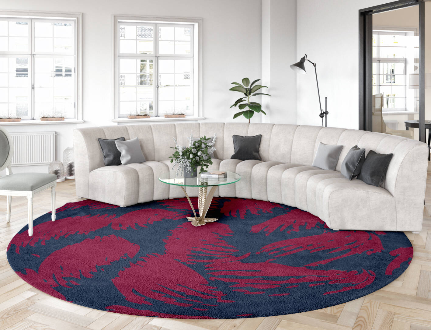 Skein Abstract Round Hand Tufted Pure Wool Custom Rug by Rug Artisan