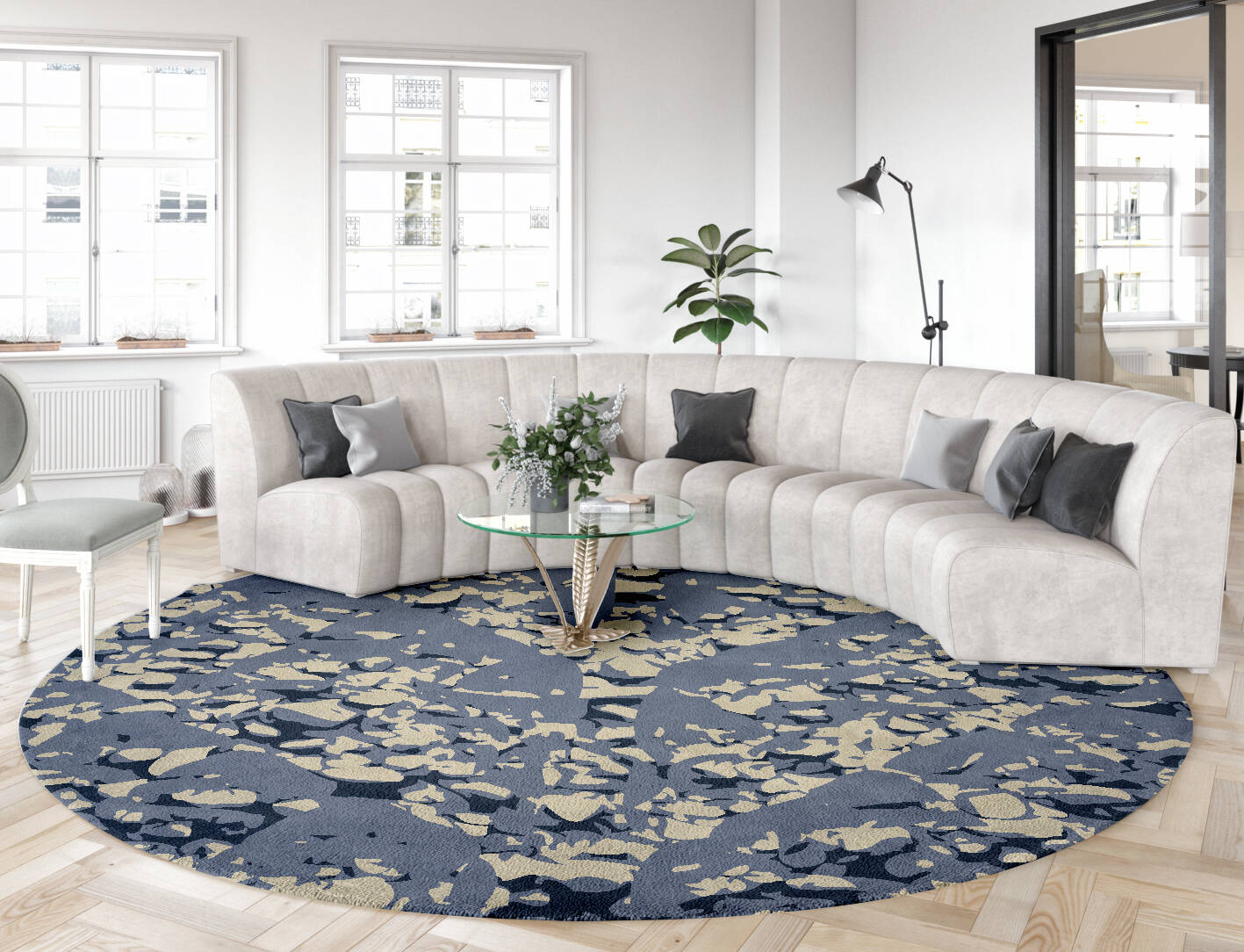 Skleros Abstract Round Hand Tufted Pure Wool Custom Rug by Rug Artisan