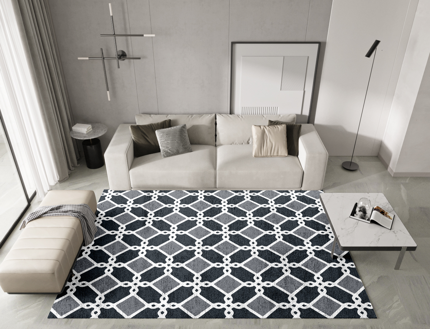 Slate Monochrome Rectangle Hand Knotted Bamboo Silk Custom Rug by Rug Artisan