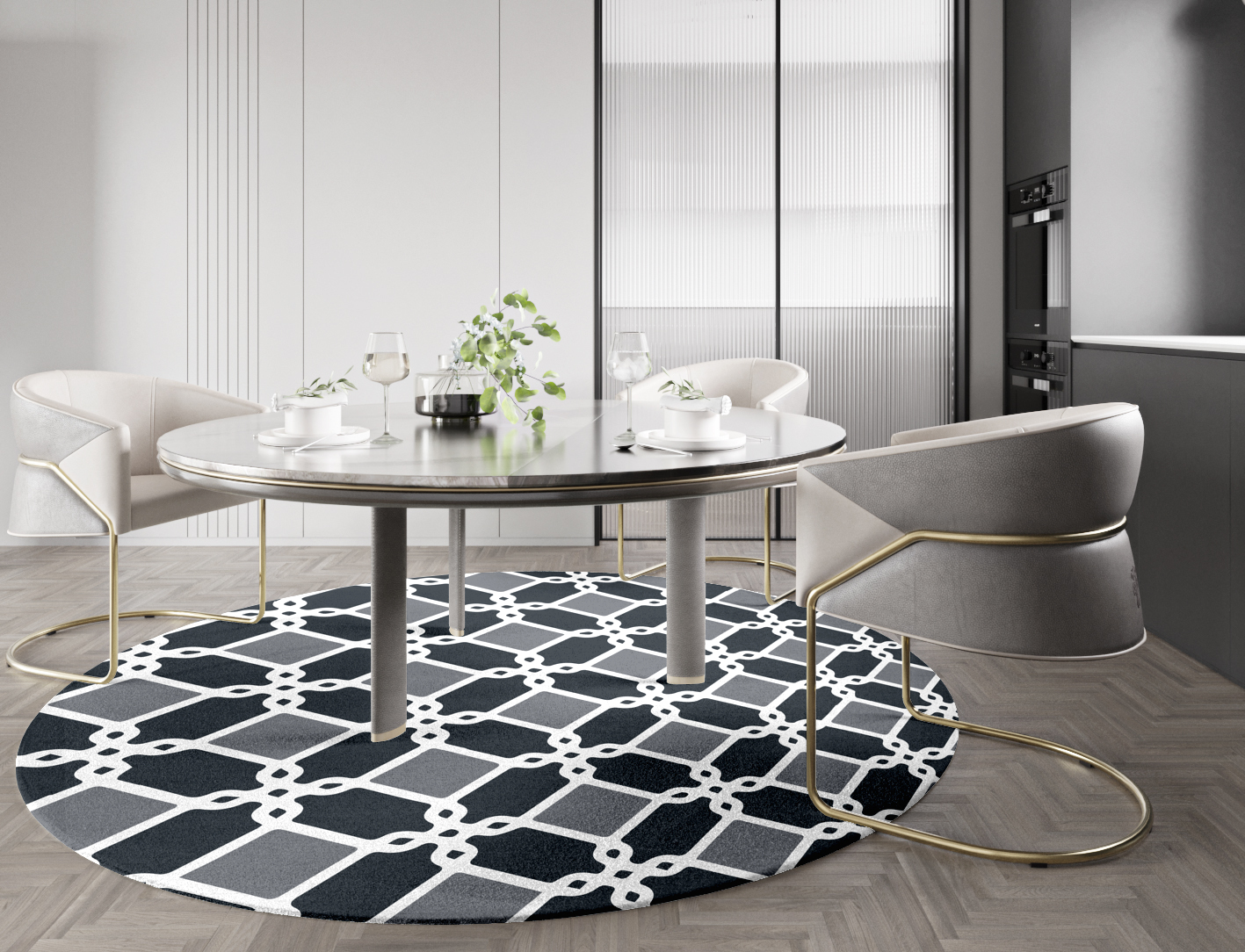 Slate Monochrome Round Hand Knotted Tibetan Wool Custom Rug by Rug Artisan